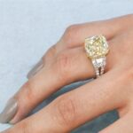 Fancy Yellow Light 18k White Gold Two-Tone Diamond Engagement Ring - Image 4
