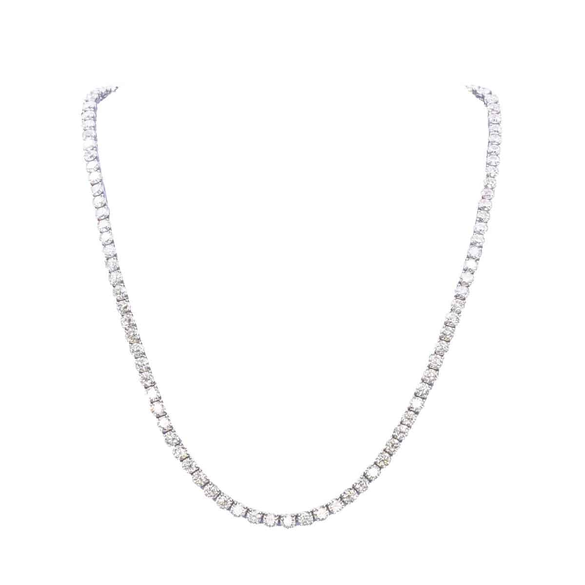 White-Gold-Tennis-Necklace.jpeg 14k White Gold Tennis Necklace features graduated round Natural Diamonds, length is 18” and chain has box clasp (total 31ct diamonds). - Image 1