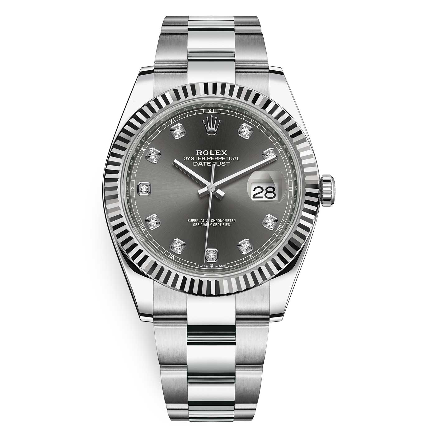 greydia126334o.jpg Rolex Datejust 126334-0005 Slate Diamond Oyster 41mm Stainless Steel Mens Watch - Image 1