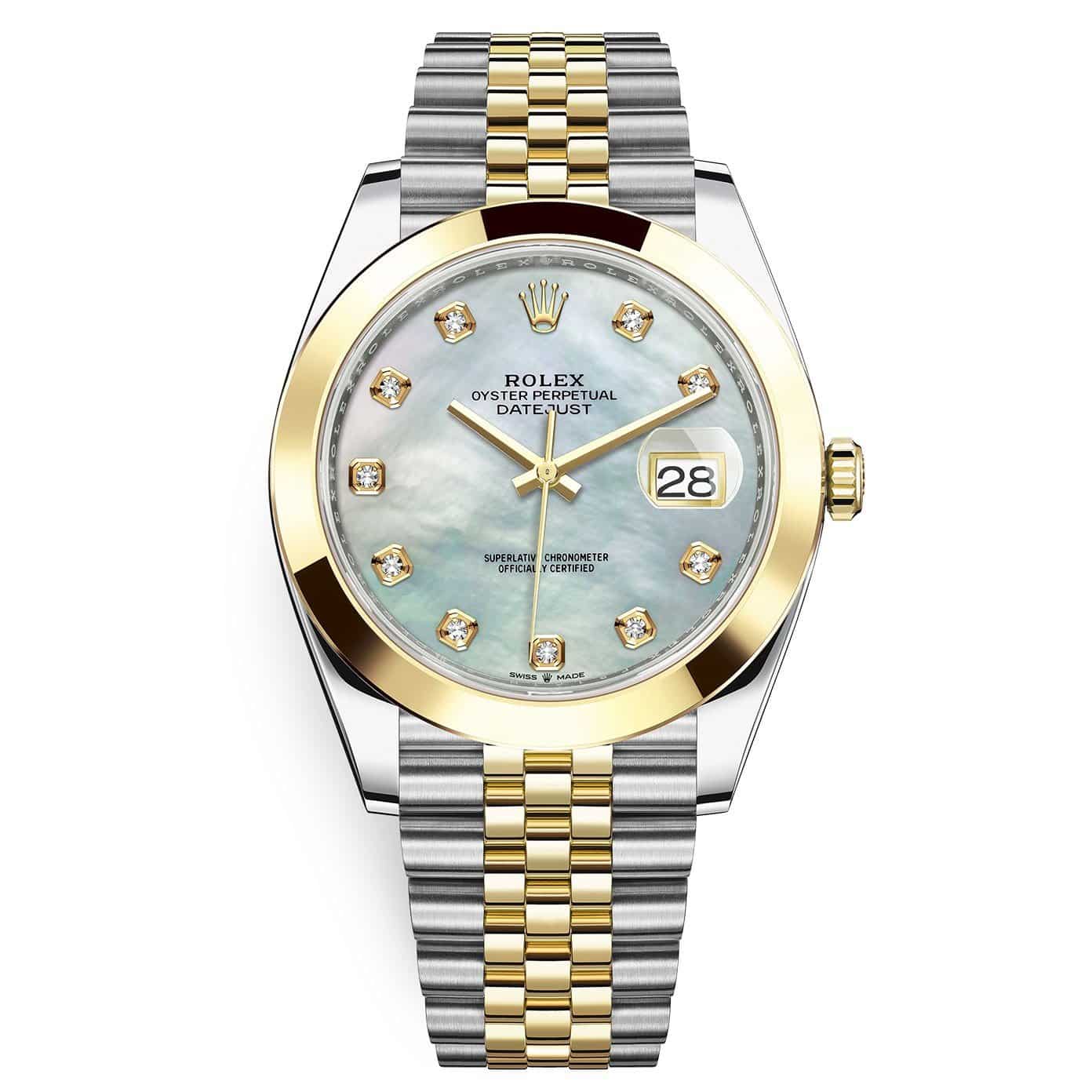 m126303-0018.jpg Rolex Datejust 126303 White MOP Diamond Jubilee 41mm Steel and Yellow Gold - Image 1