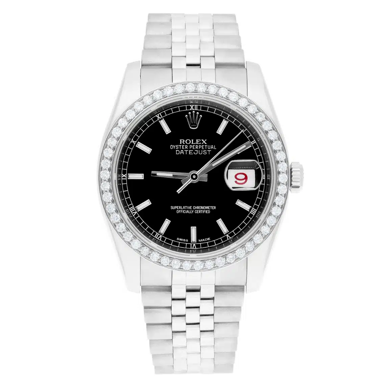 product264-rolex-datejust-36-diamond-bezel-black-dial-jubilee-bracelet-image1.png Rolex Datejust 36 Diamond Bezel Black Dial Jubilee Bracelet 116234 - Image 1