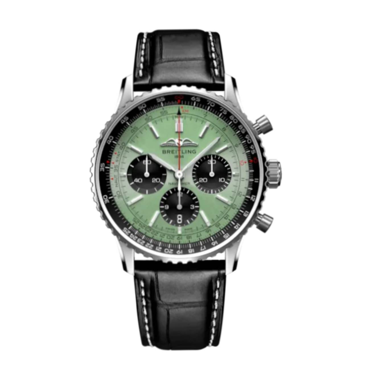 product337-breitling-navitimer-b01-chronograph-ab0138241l1p1-43mm-mint-green-dial-image1.jpg Breitling Navitimer B01 Chronograph AB0138241L1P1 43MM Mint Green Dial - Image 1