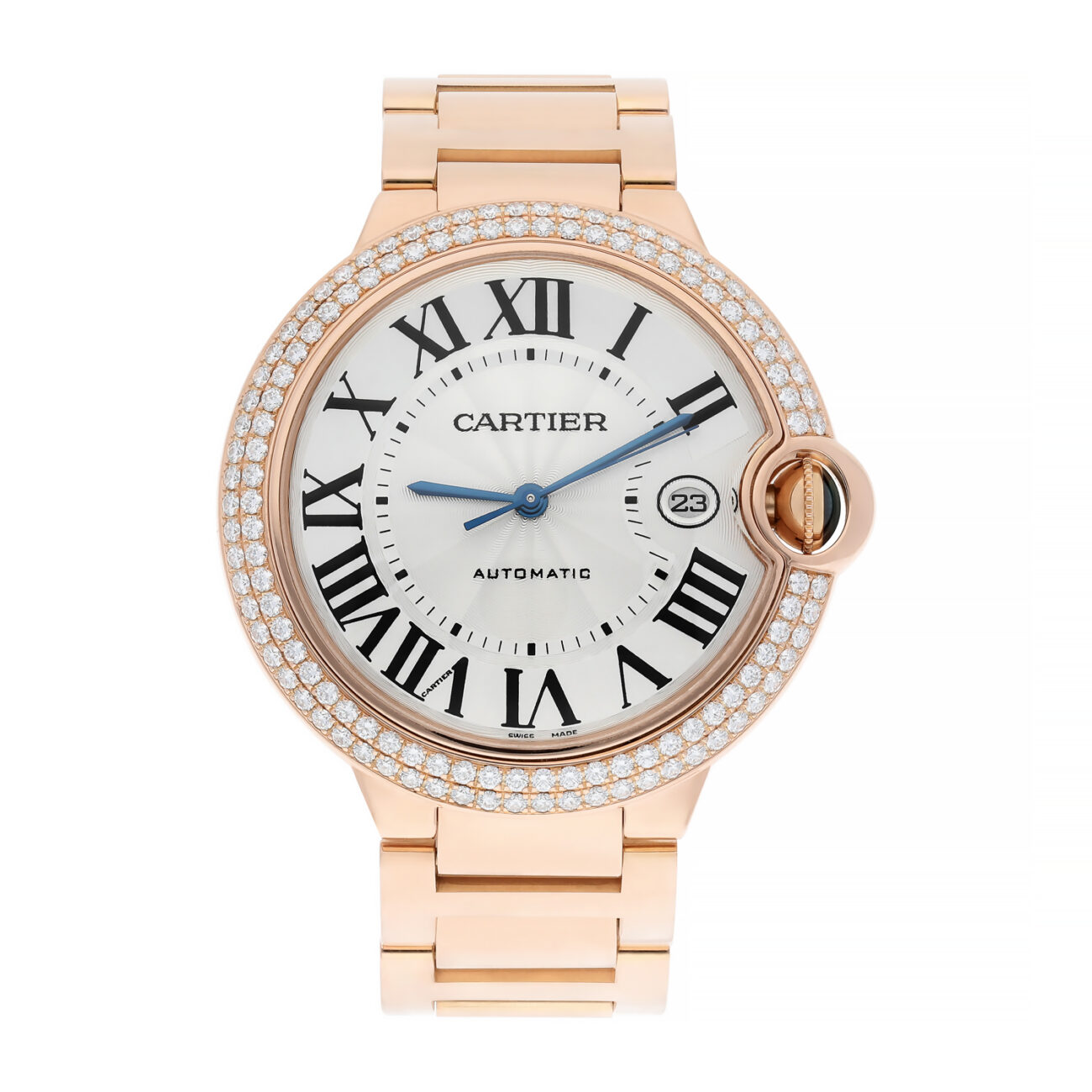 product395-cartier-ballon-bleu-we9008z3-42mm-rose-gold-diamond-bezel-watch-image1.jpg Cartier Ballon Bleu WE9008Z3 42MM Rose Gold Diamond Bezel Watch - Image 1