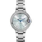 Cartier Ballon Bleu W4BB0028 33MM Diamond Bezel Blue Dial Watch