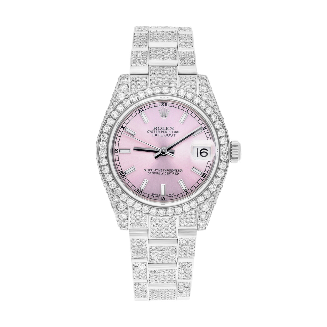 product418-rolex-datejust-178240-31mm-stainless-steel-pink-dial-diamond-custom-image1.jpg Rolex Datejust 178240 31MM Stainless Steel Pink Dial Diamond Custom - Image 1