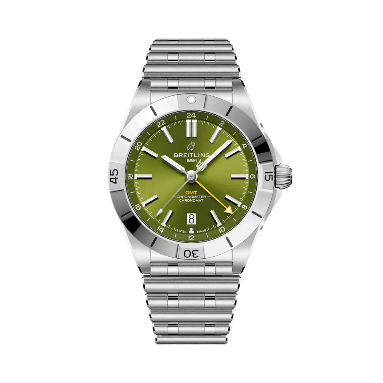 product673-breitling-chronomat-gmt-a32398a11l1a1-40mm-green-dial-stainless-steel-image1.webp Breitling Chronomat GMT A32398A11L1A1 40MM Green Dial Stainless Steel - Image 1