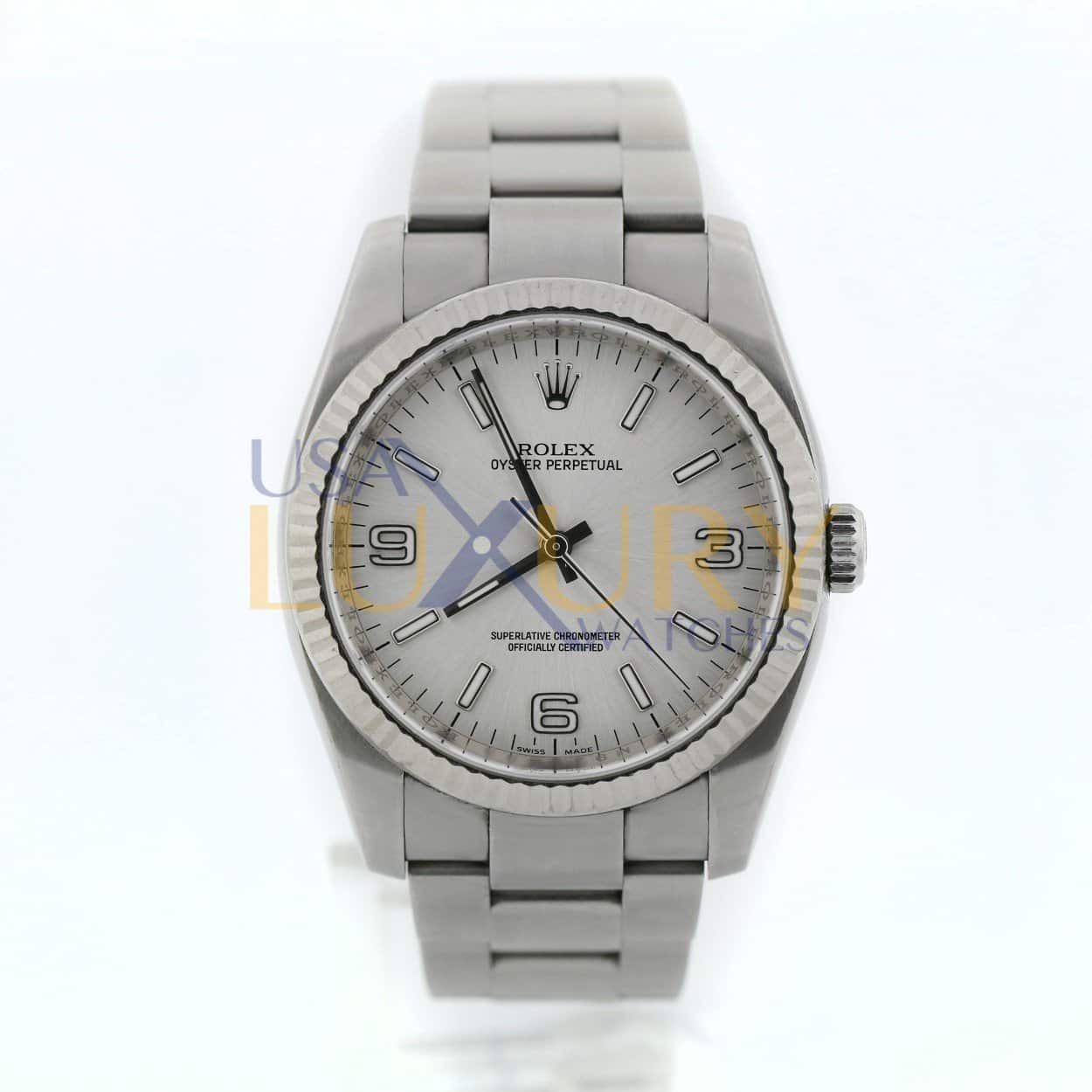 rolex-116034-silver-dial.jpg Rolex 116034 Oyster Perpetual 36 mm Stainless Steel Silver Dial - Image 1