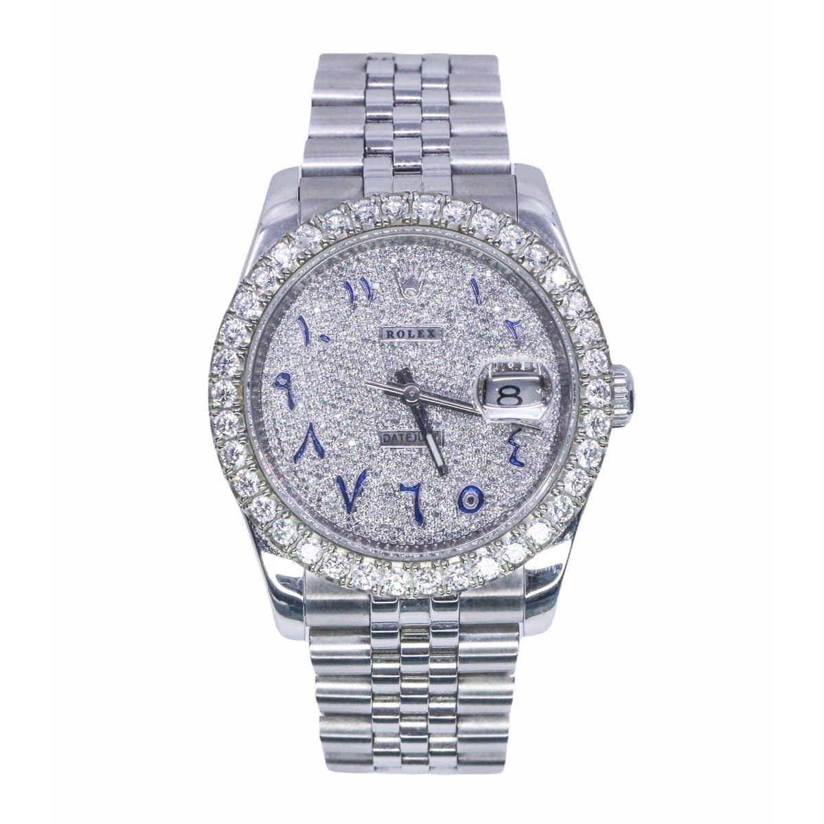 rolex-116234-diamonds.jpeg Rolex 116234 Datejust 36mm Aftermarket Diamond Dial and Bezel Jubilee Arabic-Indic Numerals Watch - Image 1