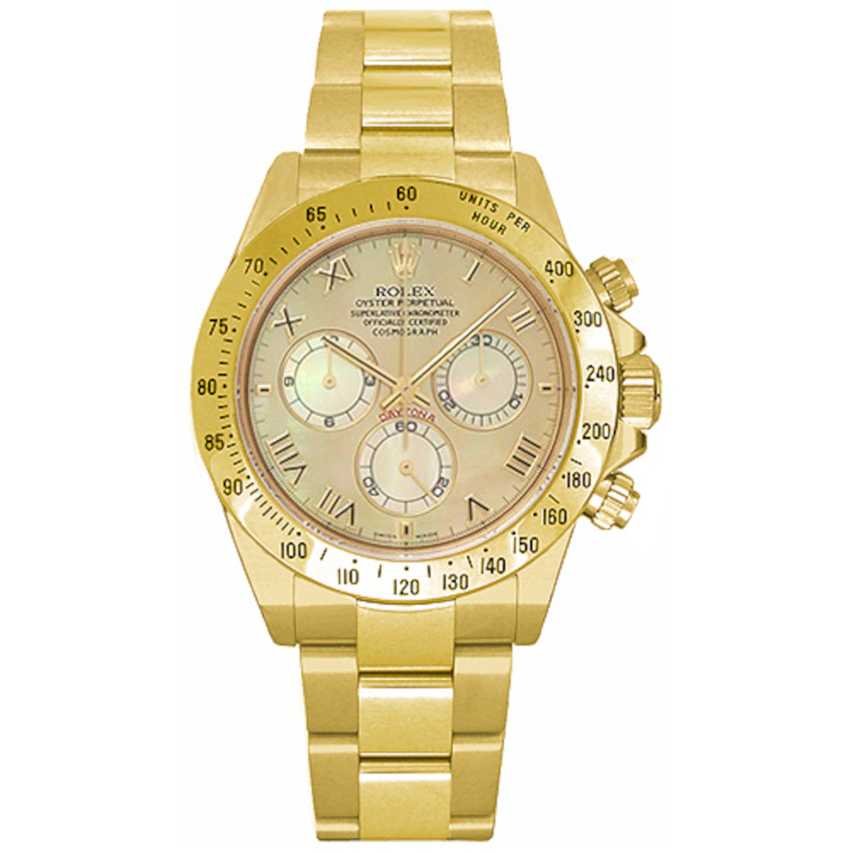 rolex-116528-yellowmop-oyster.jpg Rolex 116528 Daytona Yellow Gold 40mm Mother-of-Pearl Roman Dial - Image 1