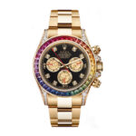 Rolex Daytona 16528 18k Yellow Gold With Rainbow Sapphires And Diamonds Bezel