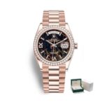 Rolex 128345 RBR Day-Date Black Marbled Dial Watch