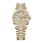 Rolex Day Date 128348rbr-0031 Diamonds Saphires Dial & Diamond Bracelet