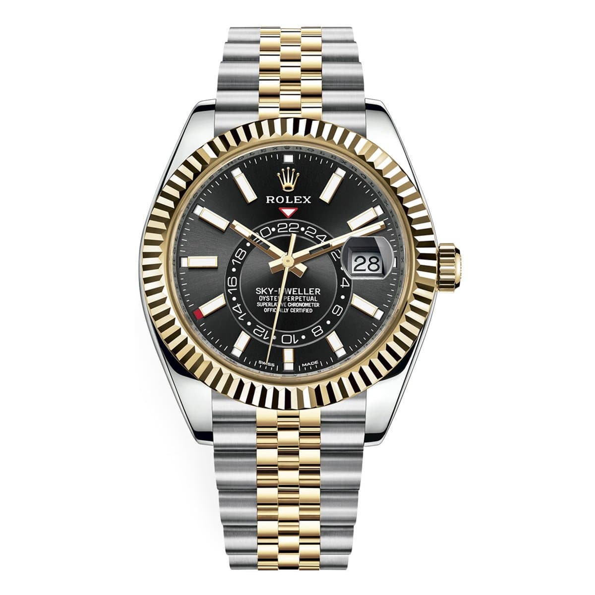 rolex-326933-Black-dial-jubilee-bracelet.jpg Rolex 326933-0005 Sky-Dweller Black Dial Jubilee Bracelet Watch - Image 1