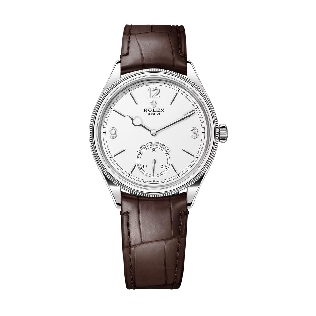 rolex-52509-0006-white-dial.jpg Rolex 1908 52509 White Dial 39mm Leather Strap - Image 1