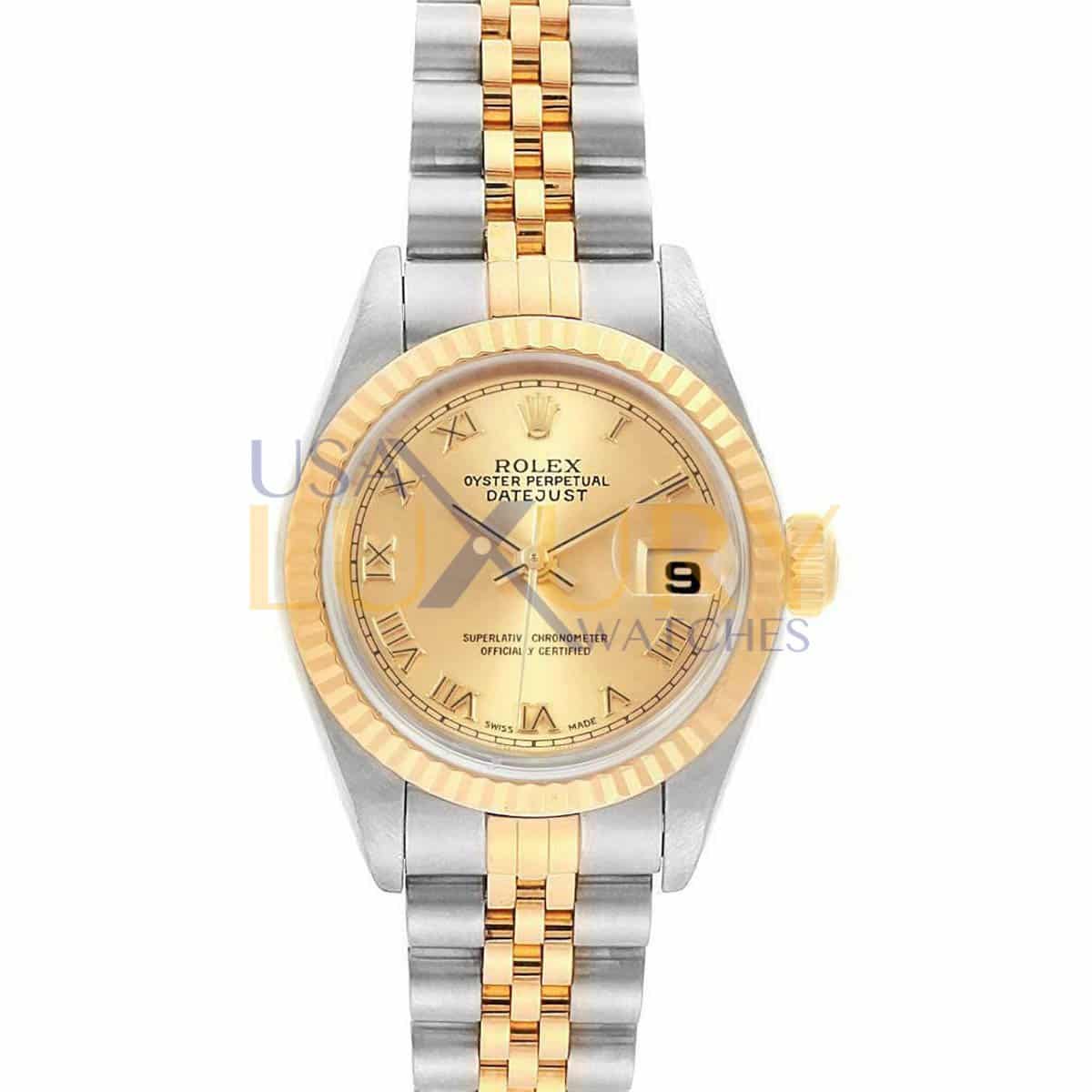 rolex-69173-champagne-roman-dial.jpg Rolex Datejust 69173 Champagne Dial Roman 18k Yellow Gold And Stainless Steel - Image 1