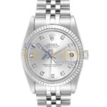 Rolex Datejust 68274 31mm Silver Dial With Diamonds 18k White Gold And And Stainless Steel