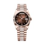 Rolex Day Date 128235-0076 Brown Roman Dial Diamond Bracelet