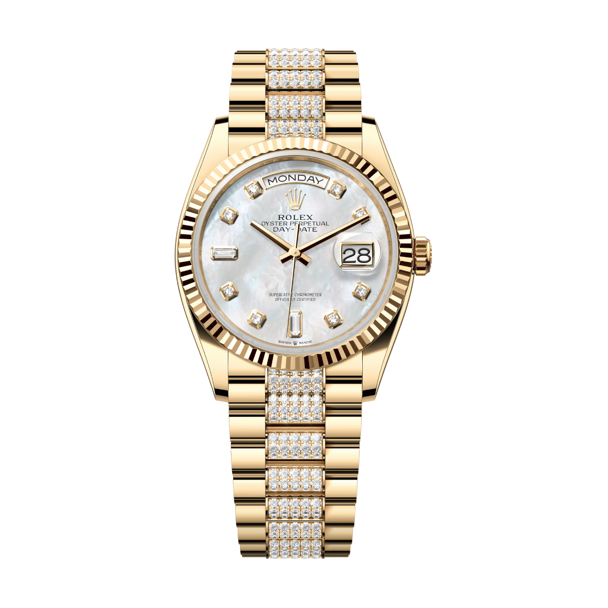 rolex-day-date-128238-0032.jpg Rolex Day-Date 128238-0032 Mother Of Pearl Dial Diamond Bracelet - Image 1