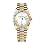 Rolex Day Date 128348rbr-0065 Green White Roman Dial & Diamond Bracelet