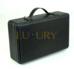 Watch Case Briefcase-TRANSFORMER Black Zippered Travel Leather Carbon Fiber Storage Great gift idea! - Image 2