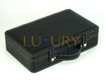 Watch Case Briefcase-TRANSFORMER Black Zippered Travel Leather Carbon Fiber Storage Great gift idea! - Image 4