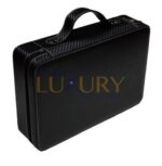 Watch Case Briefcase Black Zippered Travel Leather Carbon Fiber Storage - Image 4