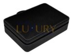 Watch Case Briefcase Black Zippered Travel Leather Carbon Fiber Storage - Image 2