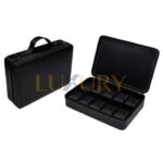 Watch Case Briefcase Black Zippered Travel Leather Carbon Fiber Storage