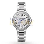 Cartier W4BB0016 Ballon Bleu  Silver Flinque Sunray Dial Ladies Watch